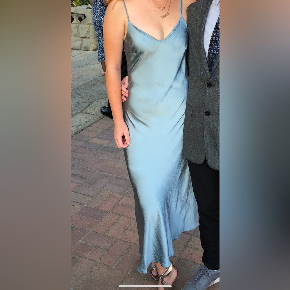 Silk slip dress, baby blue